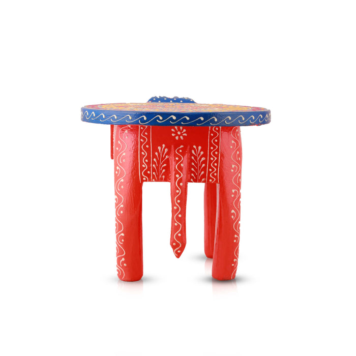 Painted Elephant Stool | Decorative Stand/ Decorative Stool for Living Room/ Assorted Colour