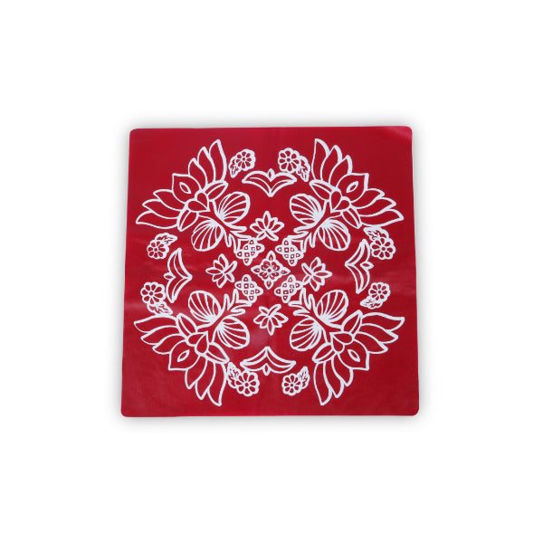 Maroon Kolam Sticker - 15 x 15 Inches | 2 Pcs/ Rangoli Sticker for Pooja Room Decor/ Assorted Design