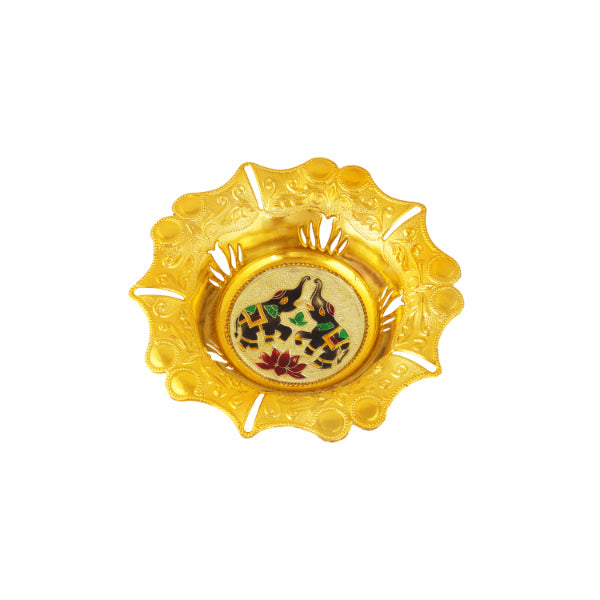 Golden Bowl - 9 Inches | Meenakari Bowl/ Cup for Pooja