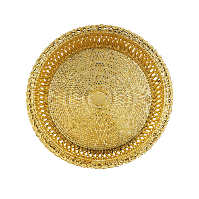Serving Tray - 1 x 7 Inches | Serving Plate/ Gold & Silver Finish Decorative Tray for Home/ Assorted Design