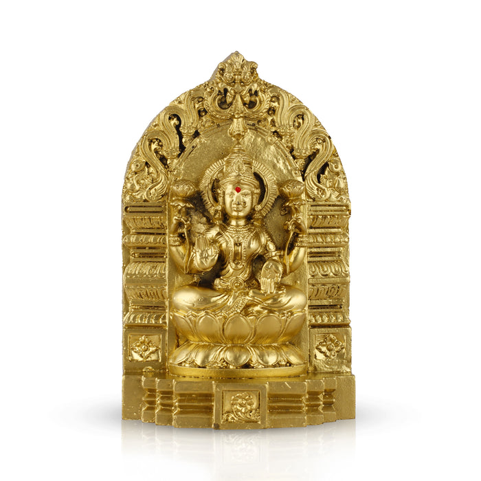 Lakshmi Idol - 6 Inches | Resin Lakshmi Murti/ Brass Polish Laxmi Idol for Home Decor