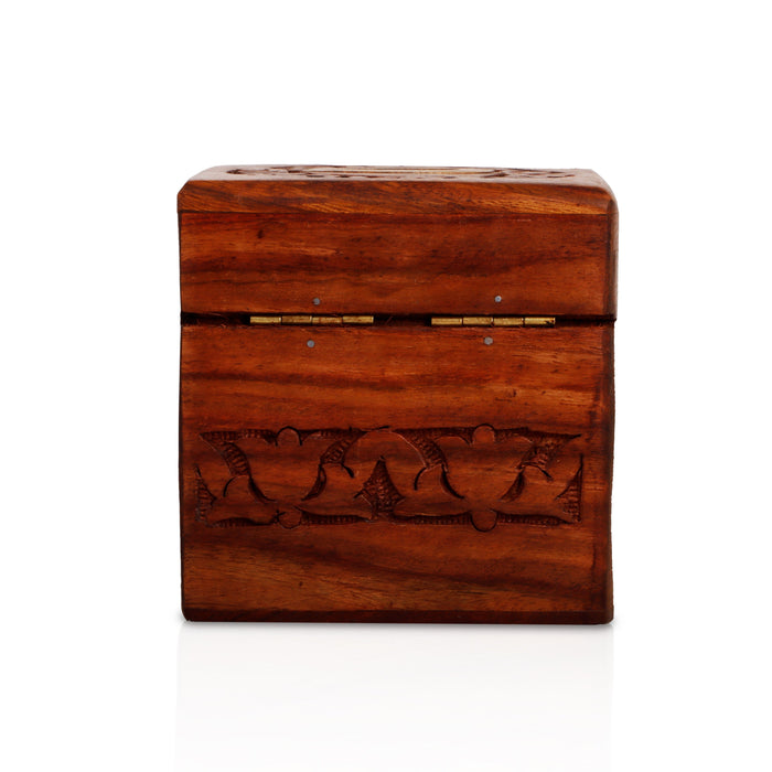 Cash Box - 4 x 3.75 Inches | Squaire Shape Cash Box with Lock/ Wooden Money Box for Women