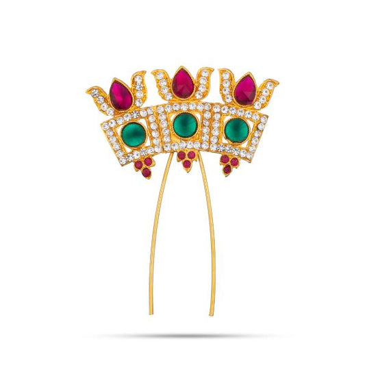 Stone Jada Pin | Deity Jewellery/ Varalakshmi Decor/ Flower Arch for Deity/ Assorted Design - Head & Face Accessories