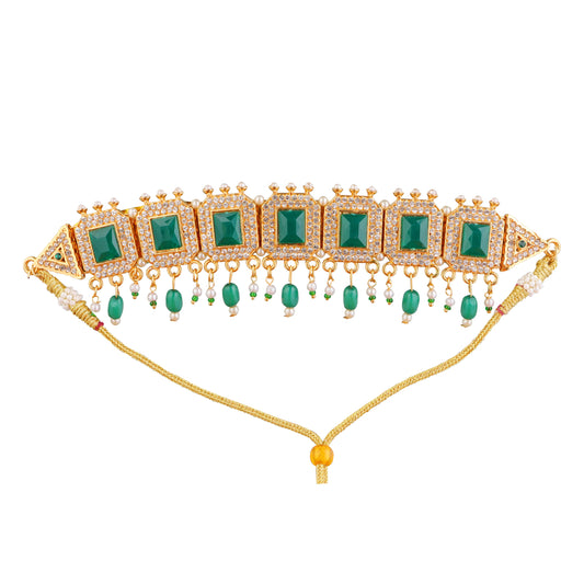 Ear Ring and Haram Set | Multicolour Stone Necklace Earring Set for Deity - Deity Jewellery & Vastra Sets