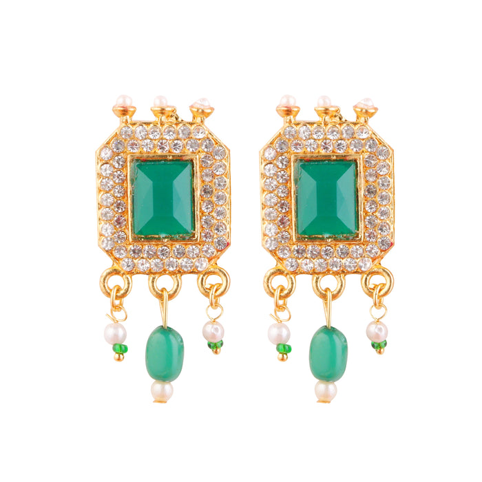 Ear Ring and Haram Set | Multicolour Stone Necklace Earring Set for Deity