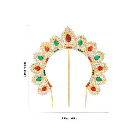 Hair Arch - 6.5 Inches - 5.5 Inch | Stone Arch/ Hair Accessory/ Multicolour Stone Jewellery for Deity - Head & Face Accessories