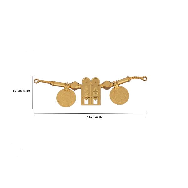 Mangal Sutra Chain with Coin Set - 2.5 x 3 Inches | Hindu Thali/ Golden Polish Thali for Deity