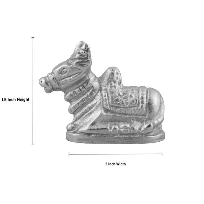Nandi Murti - 1.5 x 2 Inches | Nandi Statue/ Mercury Statue/ Nandi Idol for Pooja