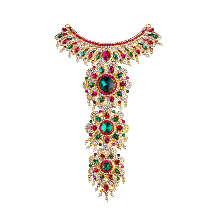 Stone Haram and Necklace Set | Haram Necklace Set/ Multicolour Stone Jewelry/ Jewellery for Deity