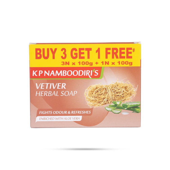 Vetiver Herbal Soap - 100 Gms | Buy 3 Get 1/ Kp Namboodiris Soap/ Fights Odour & Refreshes/ Bathing Soap - Body Care