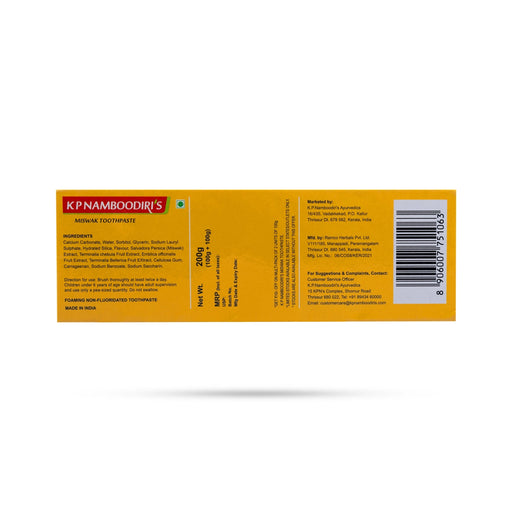 Miswak Toothpaste With Triphala - 200 Gms | Kp Namboodiris/ Oral Care/ for Gum Protection & Mouth Freshening - Oral Care