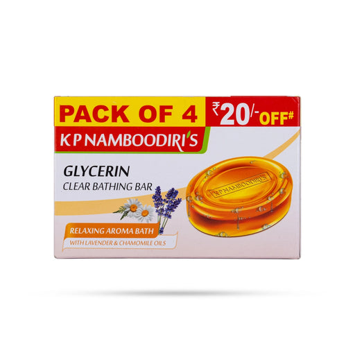 KPN Glycerin Clear Bathing Bar- 75 Gms | Pack Of 4/ Relaxing Aroma Bath With Lavender & Chamomile Oils - Body Care