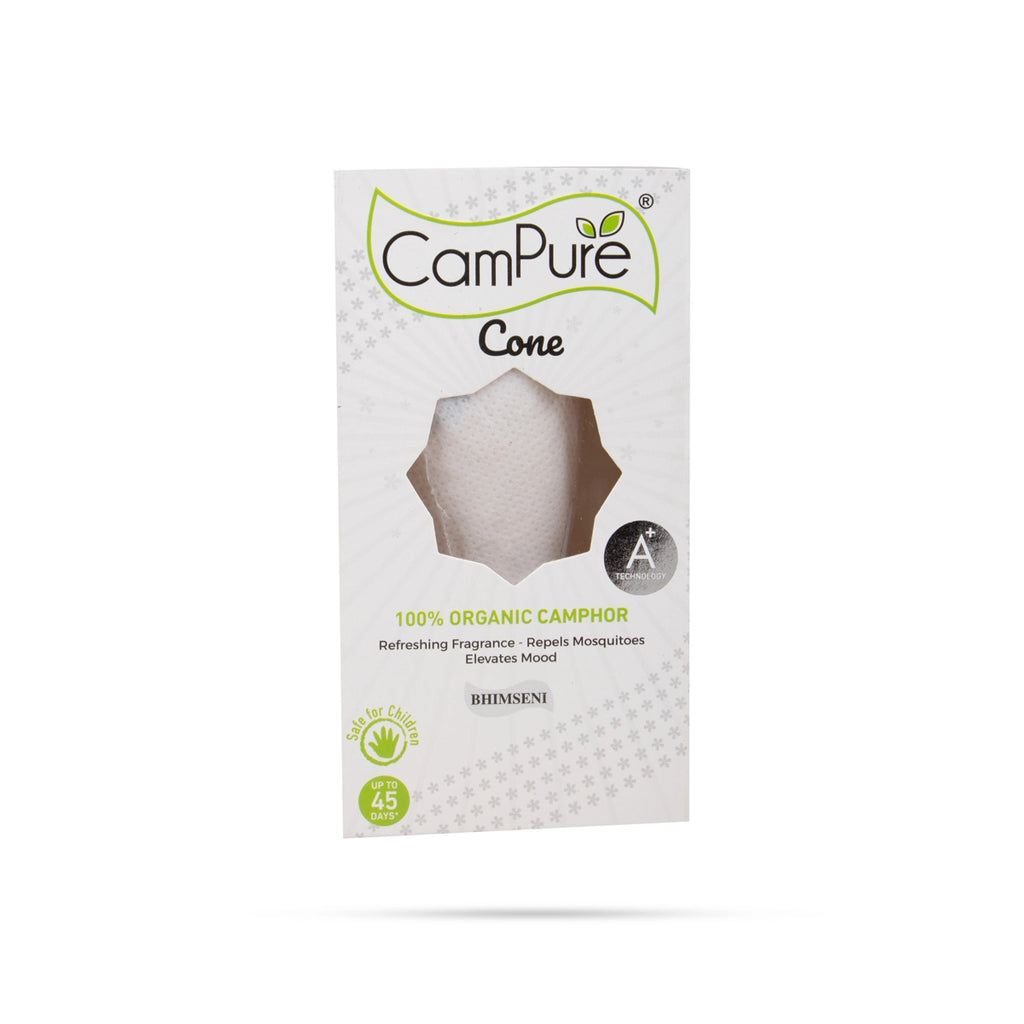 Campure Cone Bhimseni - 60 Gms | Organic Camphor/ Refreshing Fragrance - Repels Mosquitoes Elevates Mood