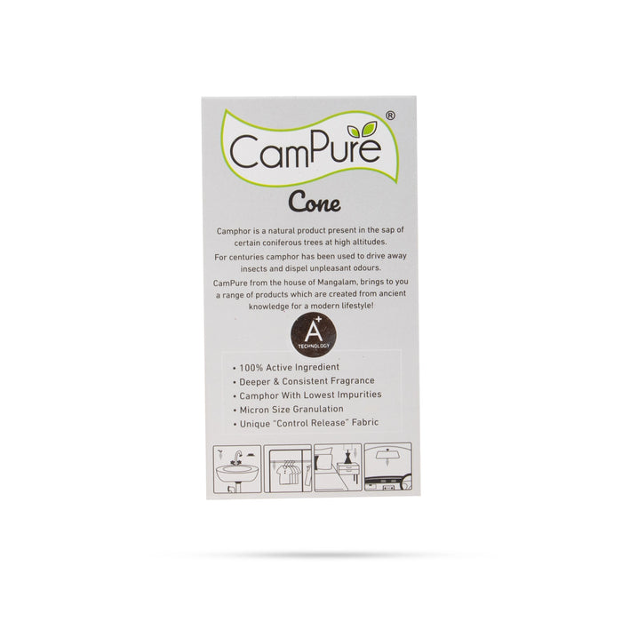 Campure Cone Bhimseni - 60 Gms | Organic Camphor/ Refreshing Fragrance - Repels Mosquitoes Elevates Mood