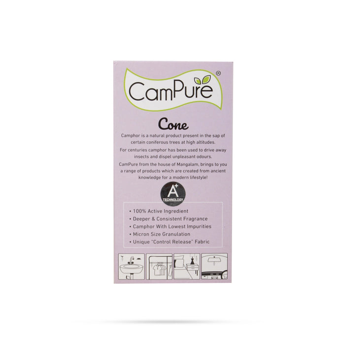 Campure Cone Lavender - 60 Gms | Organic Camphor/ Refreshing Fragrance - Repels Mosquitoes Elevates Mood