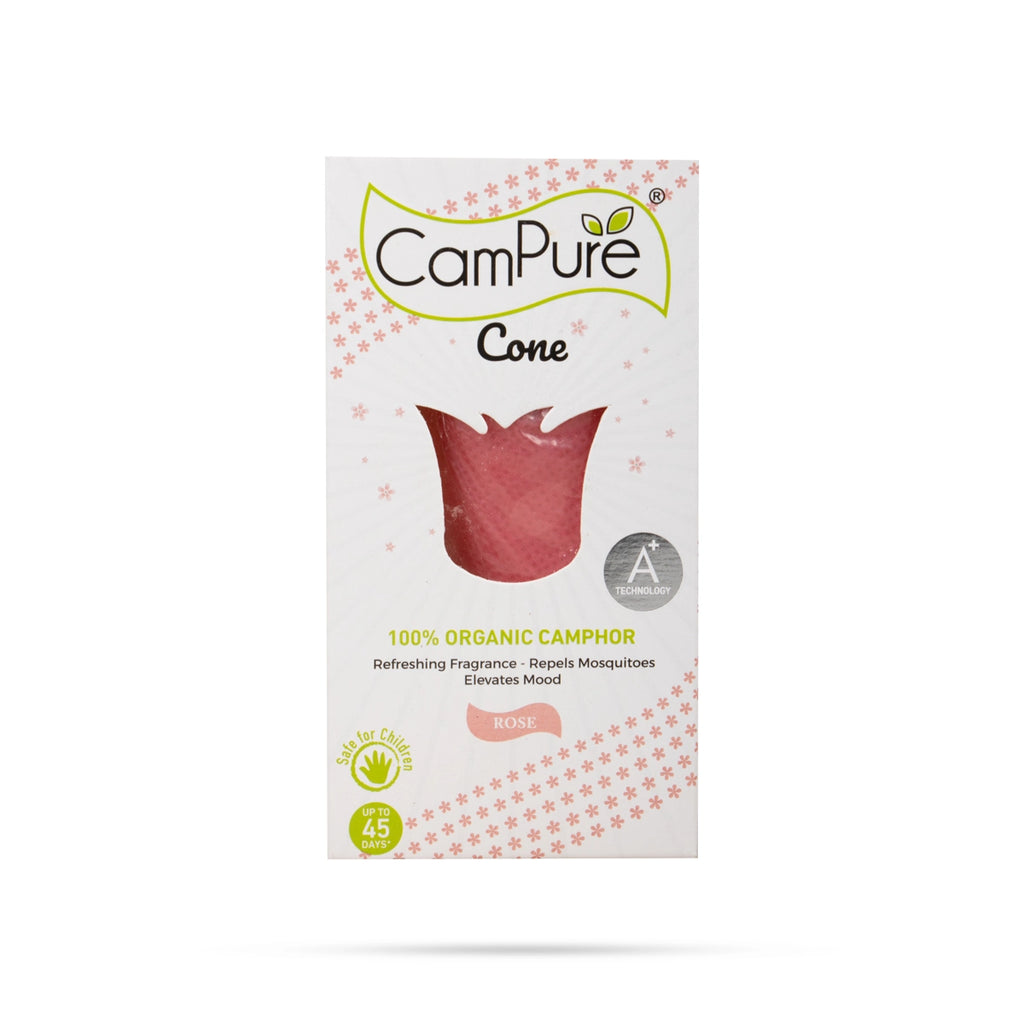 Campure Cone Rose - 60 Gms | Organic Camphor/ Refreshing Fragrance - Repels Mosquitoes Elevates Mood