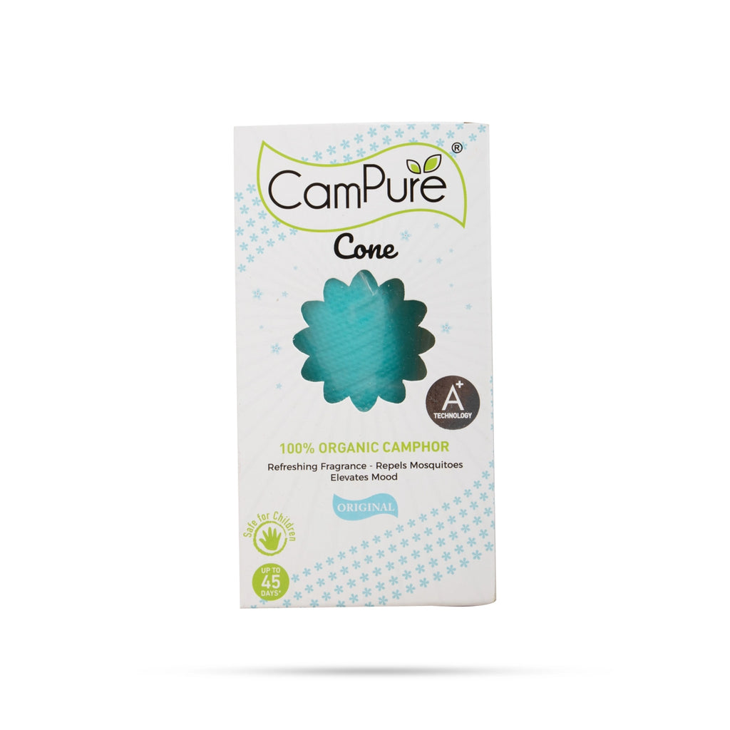 Campure Cone Original - 60 Gms | Organic Camphor/ Refreshing Fragrance - Repels Mosquitoes Elevates Mood