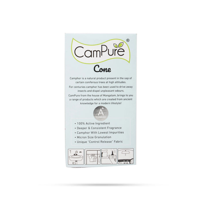 Campure Cone Original - 60 Gms | Organic Camphor/ Refreshing Fragrance - Repels Mosquitoes Elevates Mood