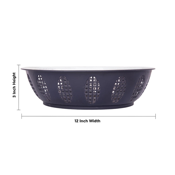 Kitchen Basket - 3 x 12 Inches | Plastic Basket/ Round Shape Storage Basket for Home