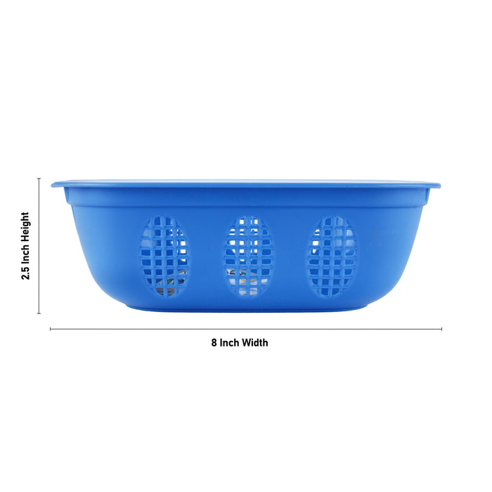 Kitchen Basket - 2.5 x 8 Inches | Plastic Basket/ Fruits Basket/ Square Shape Storage Basket for Home