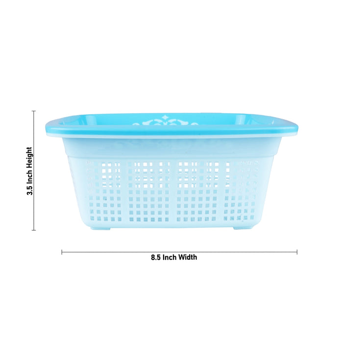 Kitchen Basket - 3.5 x 8.5 Inches | Plastic Basket/ Fruits Basket/ Square Shape Storage Basket for Home