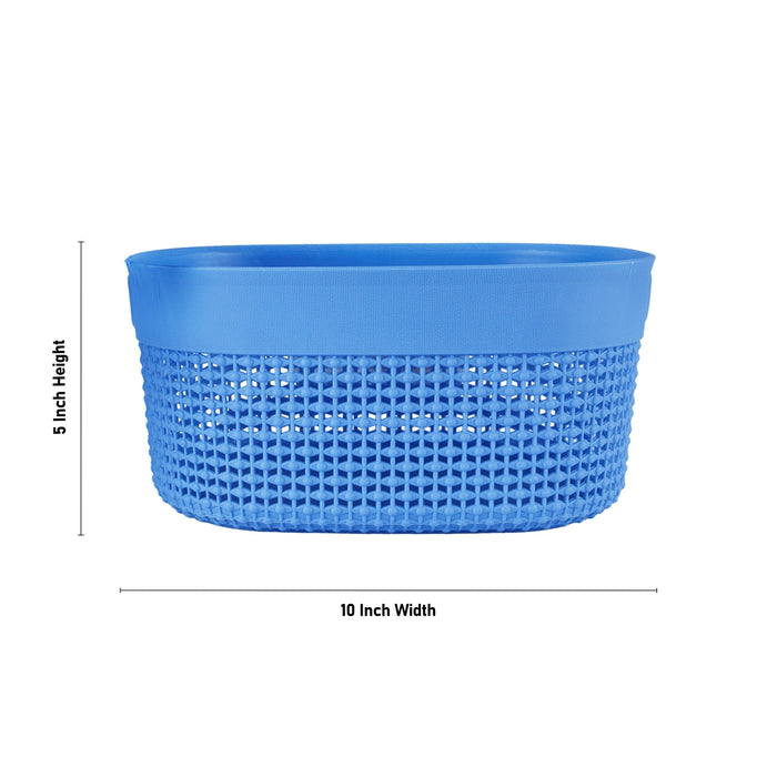 Kitchen Basket With Lid - 5 x 10 Inches | Oval Shape Storage Basket/ Plastic Basket/ Filo Basket for Home - Basket