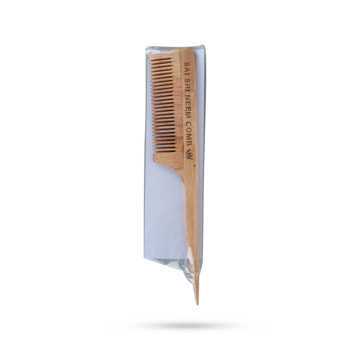 Neem Comb With Handle - 9 Inches | Neem Hair Comb/ Tail Comb/ Neem Wood Comb for Hair - Hair Accessories