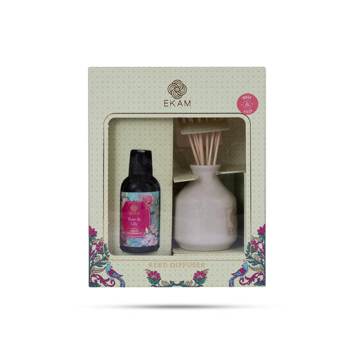 Reed Diffuser - 50ml | Rose & Lilly Oil Diffuser/ Aroma Diffuser/ Air Freshener For Pleasant Home Fragrance - Room Freshener