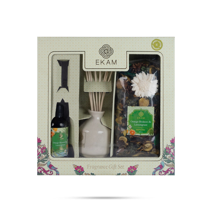Home Fragrance Gift Set | Orange Blossom & Lemongrass Room Freshener/ Aroma Diffuser Oil For Gifting Delight - Room Freshener