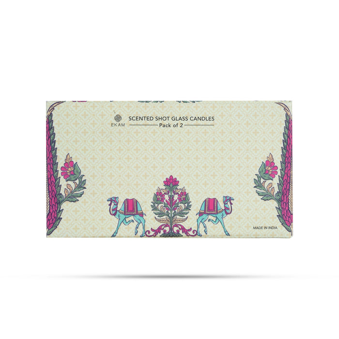 Scented Candle Jar Pack | 2 Pcs/ Cedar & Mahogany,Lemongrass & Orange Blossom Shot Glass Candle For Home Aroma - Candles