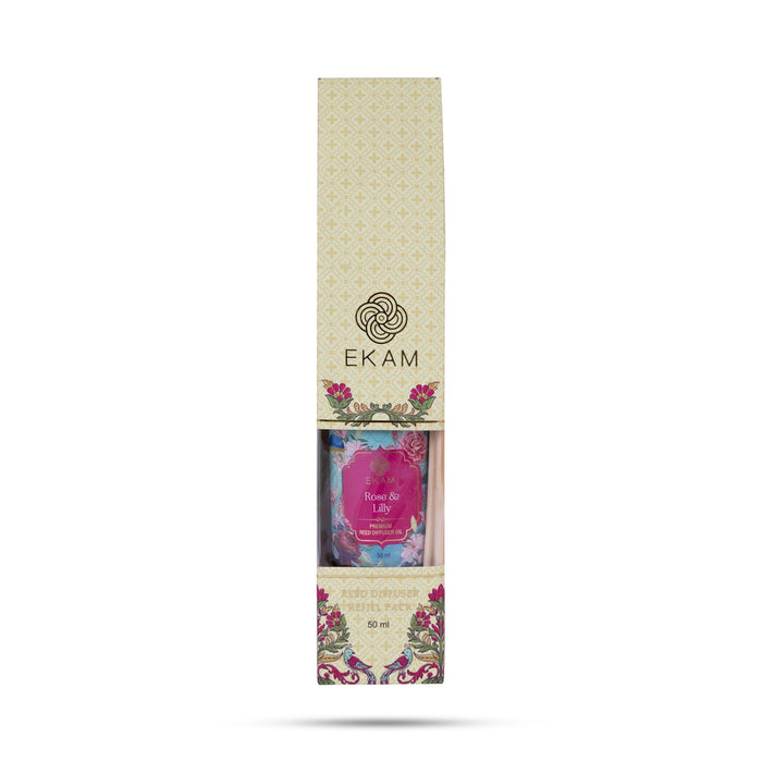 Reed Diffuser Refill Oil Pack - 50 ml | Rose & Lily Home Diffuser Oil/ Air Freshener For Lasting Aroma - Room Freshener