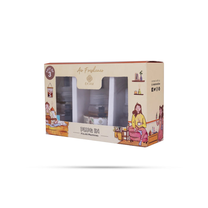 Ekam Air Freshener Oil | Pack Of 3/ Plug In Refill Oil/ Lavender/ Mahogany/ Ocean Dream Perfumed Oil For Home - Room Freshener