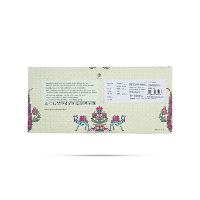 Home Fragrance Gift Set- 3 Pcs | Shot Glass Scented Candle Jar/ Jasmine&Freesia,Rose&Lily,Fresh Cotton For Relaxation - Candles