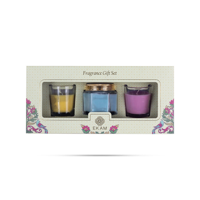 Home Fragrance Gift Set- 3 Pcs | Shot Glass Scented Candle Jar/Honey Lemon,Ocean Dream,Clary Sage For Relaxation - Candles