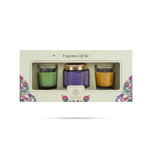 Home Fragrance Gift Set- 3Pcs | Shot Glass Scented Candle Jar/Orange Blossom,Lemongrass,Lavender Nagachampa For Refreshing - Candles