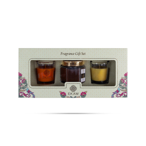 Home Fragrance Gift Set- 3 Pcs | Shot Glass Scented Candle Jar/Grapefruit Mandarin,Honey Lemon,Mahogany For Soothing Light - Candles