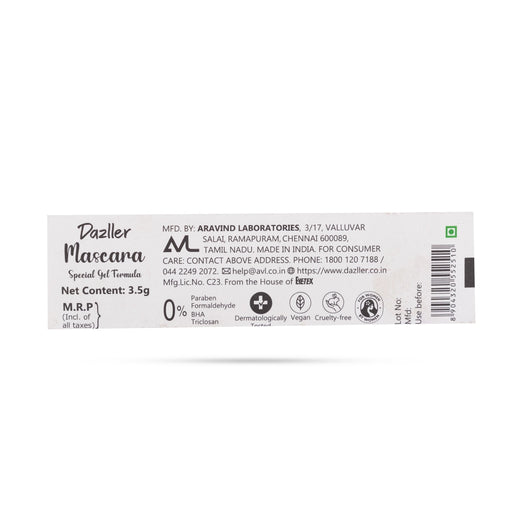 Dazller Mascara - 3.5 Gms | Volume, Length & Curl/ Bold & Defined Lashes/ Long Lasting, Smudge Proof Eye Makeup - Cosmetics