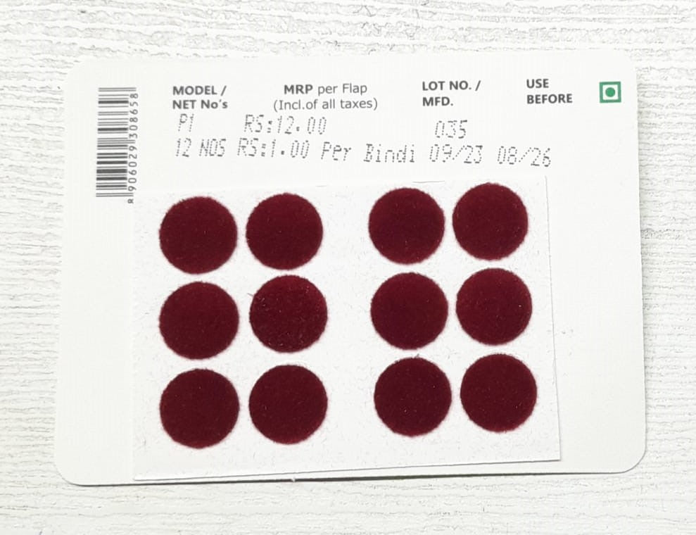 Eyetex Pallavi Kumkum Spot In Eyetex Bindi/ P1 Model/ Maroon Sti