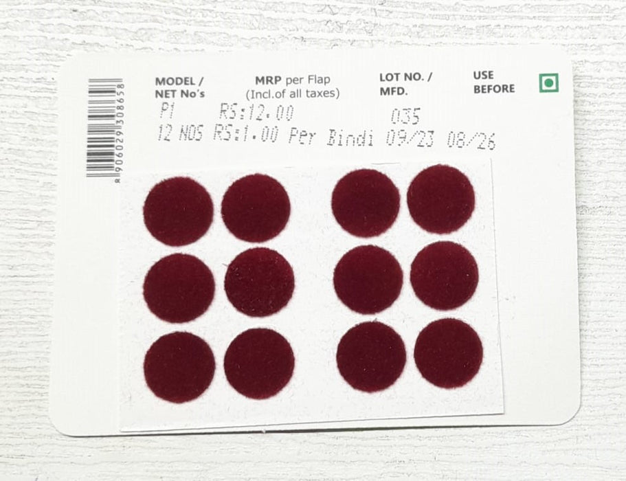 Eyetex Pallavi Kumkum Spot In Eyetex Bindi/ P1 Model/ Maroon Sticker Pottu For Women Forehead Decor