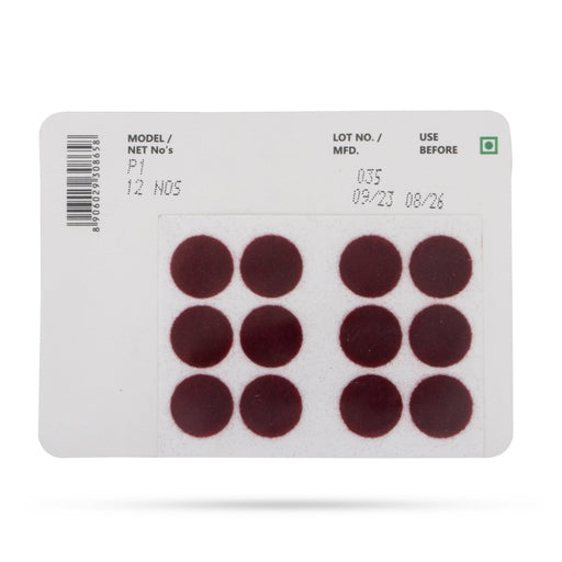 Eyetex Pallavi Kumkum | Spot 2 In 1 Eyetex Bindi/ 12 Pcs/ P1 Model/ Maroon Colour Sticker Pottu for Women - Cosmetics