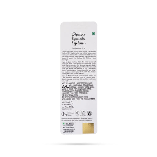 Dazller Eyecredible Eyeliner - 1.1 Gms | Eyeliner Pen / Eye Makeup/ Cosmetics Use For Bold Eye Styling - Cosmetics