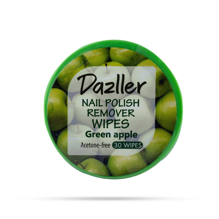 Dazller Nail Polish Remover Wipes - Green Apple - 30 Wipes | Instant Cleaning Pads / Quick Nail Color Removal
