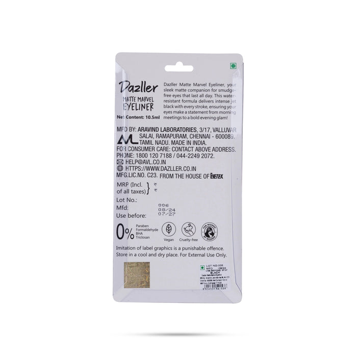 Dazller Matte Marvel Eyeliner | Dazller Eyeliner/ Eye Makeup/ Cosmetics Use For Precise Eye Styling - Cosmetics