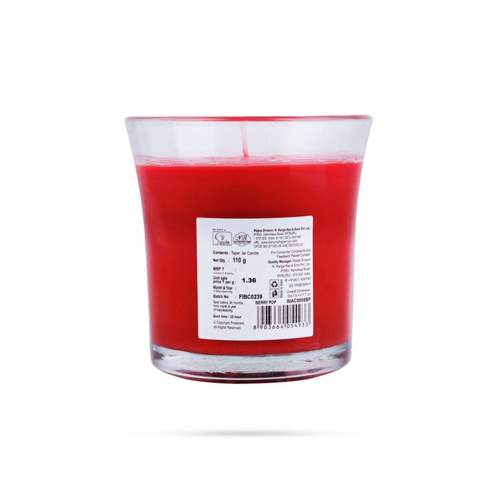 Berry Pop Taper Jar Candle - 110 Gms | Iris Home Fragrances/ Iris Room Fragrance/ Shot Glass Candle for Home - Candles