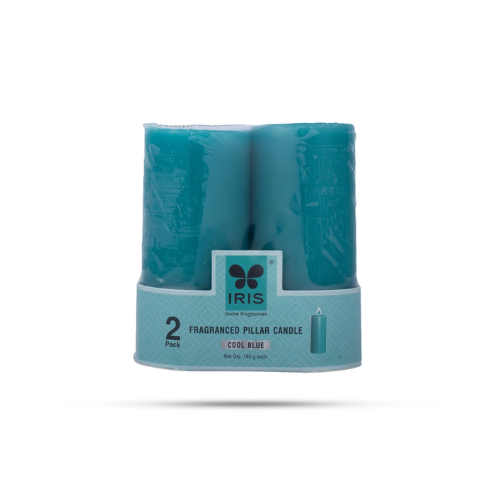 Iris Set of 2 Fragranced Pillar Candle - Cool Blue - 260 Gms | 2 Pcs/ Iris Home Fragrances - Candles