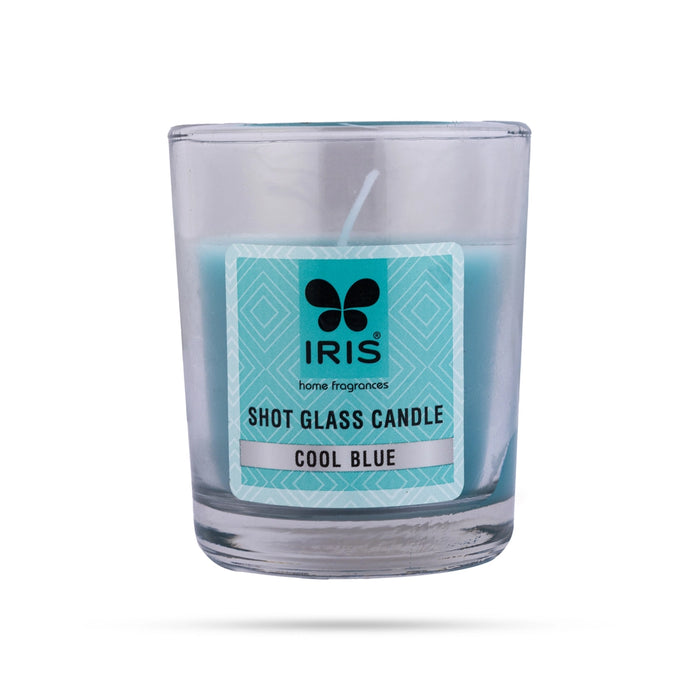 Cool Blue Fragrance Candle - 40 Gms | Iris Home Fragrances Shot Glass Candle for Home Decoratio - Candles