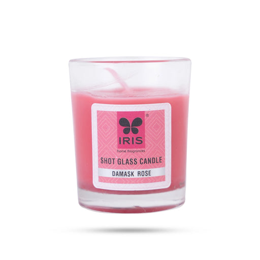 Damask Rose Fragrance Candle - 40 Gms | Iris Home Fragrances Shot Glass Candle for Home Decoration - Candles