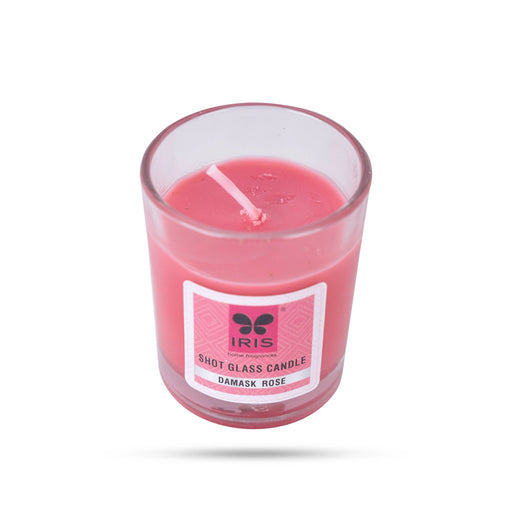 Damask Rose Fragrance Candle - 40 Gms | Iris Home Fragrances Shot Glass Candle for Home Decoration - Candles