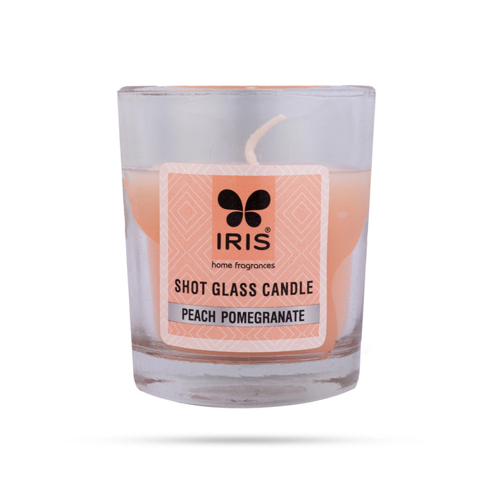Peach Pomegranate Fragrance Candle - 40 Gms | Iris Home Fragrances Shot Glass Candle for Home Decoration - Candles