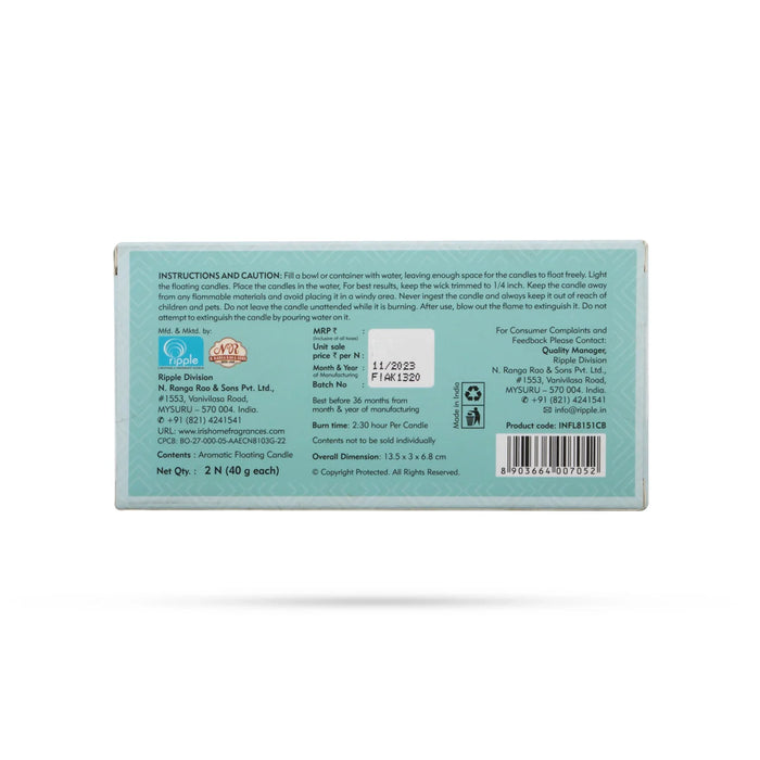 Iris Cool Blue Aromatic Floating Candle - 2 Pcs | Home Fragrances/ 80 Gms - Candles